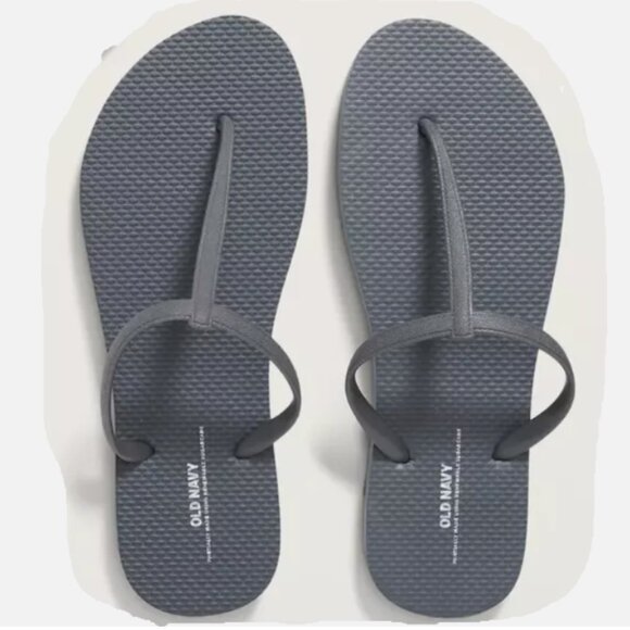 NEW Old Navy Plant-Based T-Strap Flip-Flops Sandals Dark Gray Women 6 7 8 10 - Picture 1 of 2